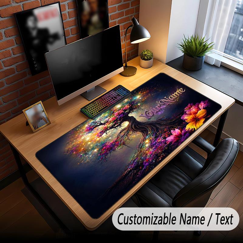 Tree of Life Theme Custom Mouse Pad Personalized With Name Text Customized Desk Mat For Office Home Decor
