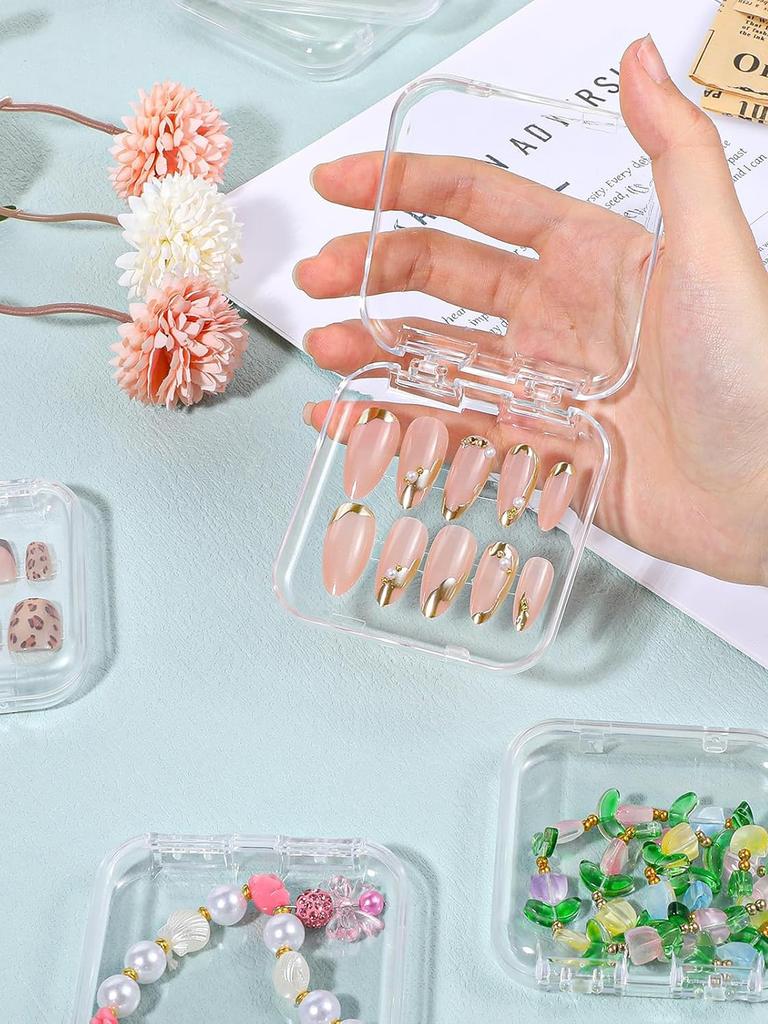 10pcs Storage Box Flip-top Jewelry Box Transparent Nail Art Box Handmade Desktop Display Box Suitable for False Nails And Additi