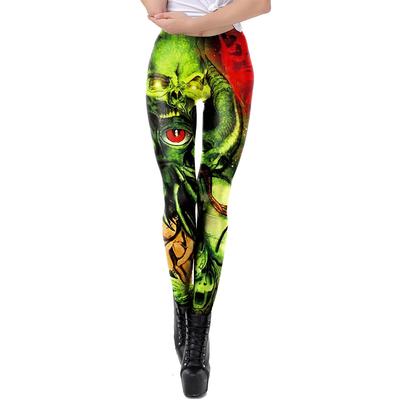 Herbst Neue Kreative Totenkopf Graffiti Print Street Show Damen Leggings Halloween Leggings