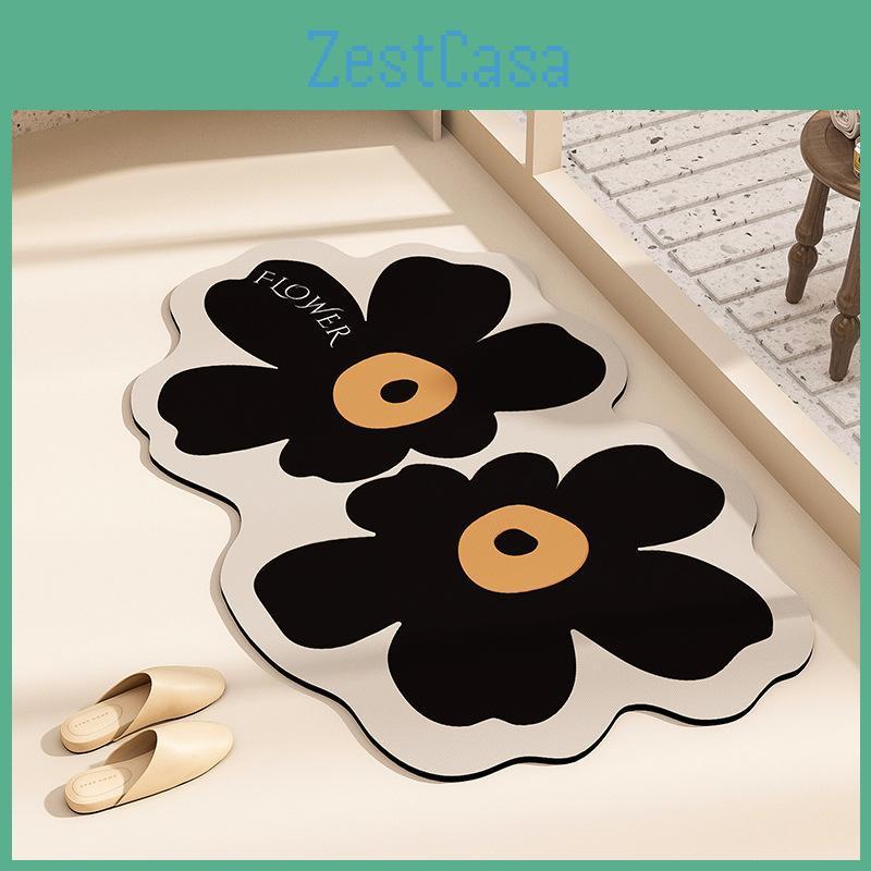 Floor Bathroom Diatom Mat Mud Rural Small Fresh Soft Mat Bathroom Entrance Mat Flower Absorbent Antiskid Mat