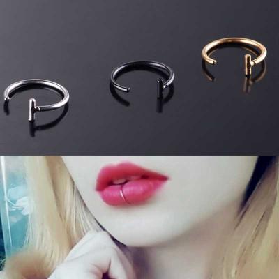 Fashion Beanty 1PC Piercing Falso Anillo Labial Joyería Corporal Mujeres hombres Aro Acero Inoxidable Anillos Septum Labio Nariz Anillo Moda Punk