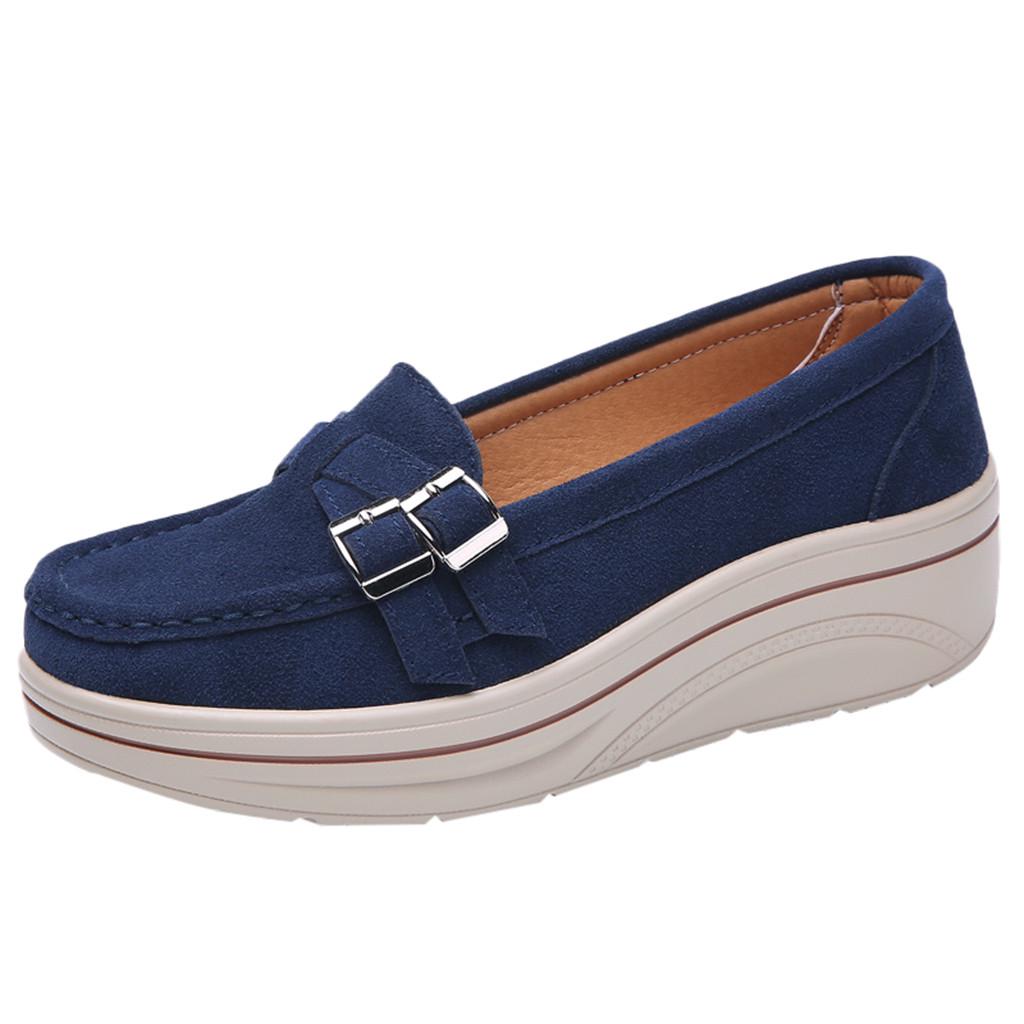 Dámské boty na muffiny kožené boty s tlustým dnem Creepers mokasíny