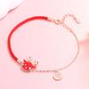 S925 Sterling Silver Antler Bracelet with Temperature-Sensitive Color Change, Woven Red Rope, Chinese Style Women's Christmas Jewelry Gift.