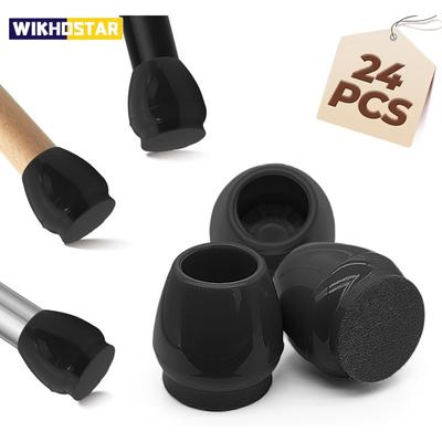 24 Pièces Protections de Sol pour Pieds de Chaise Petits Rondes Diamètre 15–20 mm Feutres Épais avec Base Renforcée Antidérapant Anti-Rayures Noir