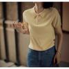 Korean Style Slimming Polo Collar Knit Shirt - Women's Casual Summer Pullover