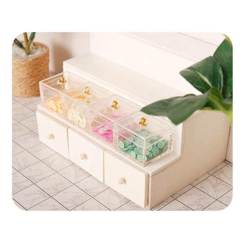 Tiered Display Shelf Wood Tiered Realistic Featured with Functional Drawer for 1/12 Scale Doll House Display Accessories