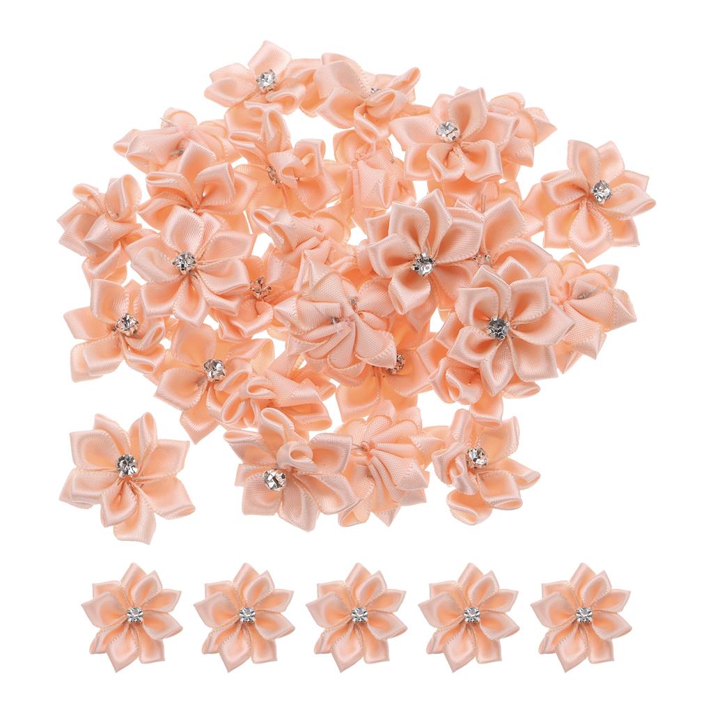 50/150 Pcs Small Ribbon Flowers Satin Ribbon Flowers Mini Fabric Flowers for Crafts DIY Wedding Ornament Appliques 1.2 Inch