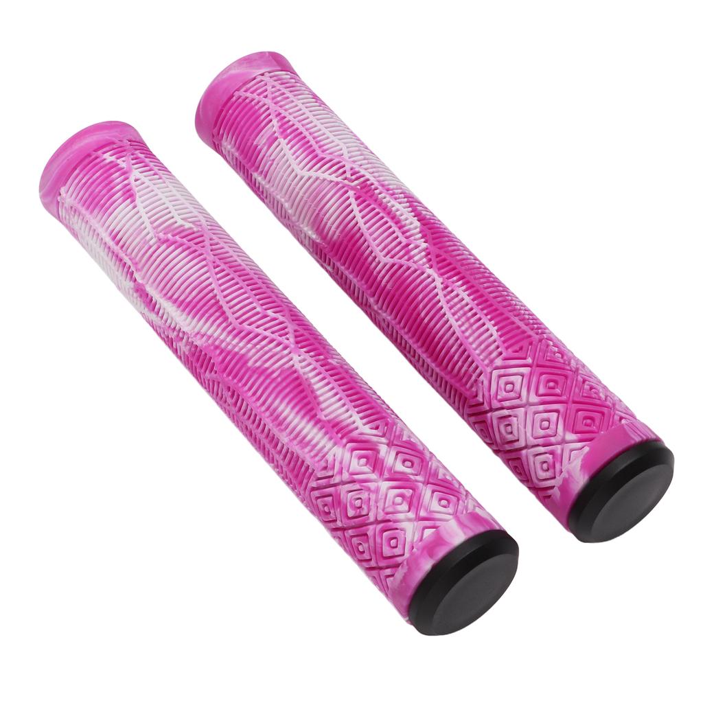 MTB Bicycle Grip 22.2mm TPE Rubber Handlebar Cover Soft Antislip Handle Grip with Lock Bar EndPink