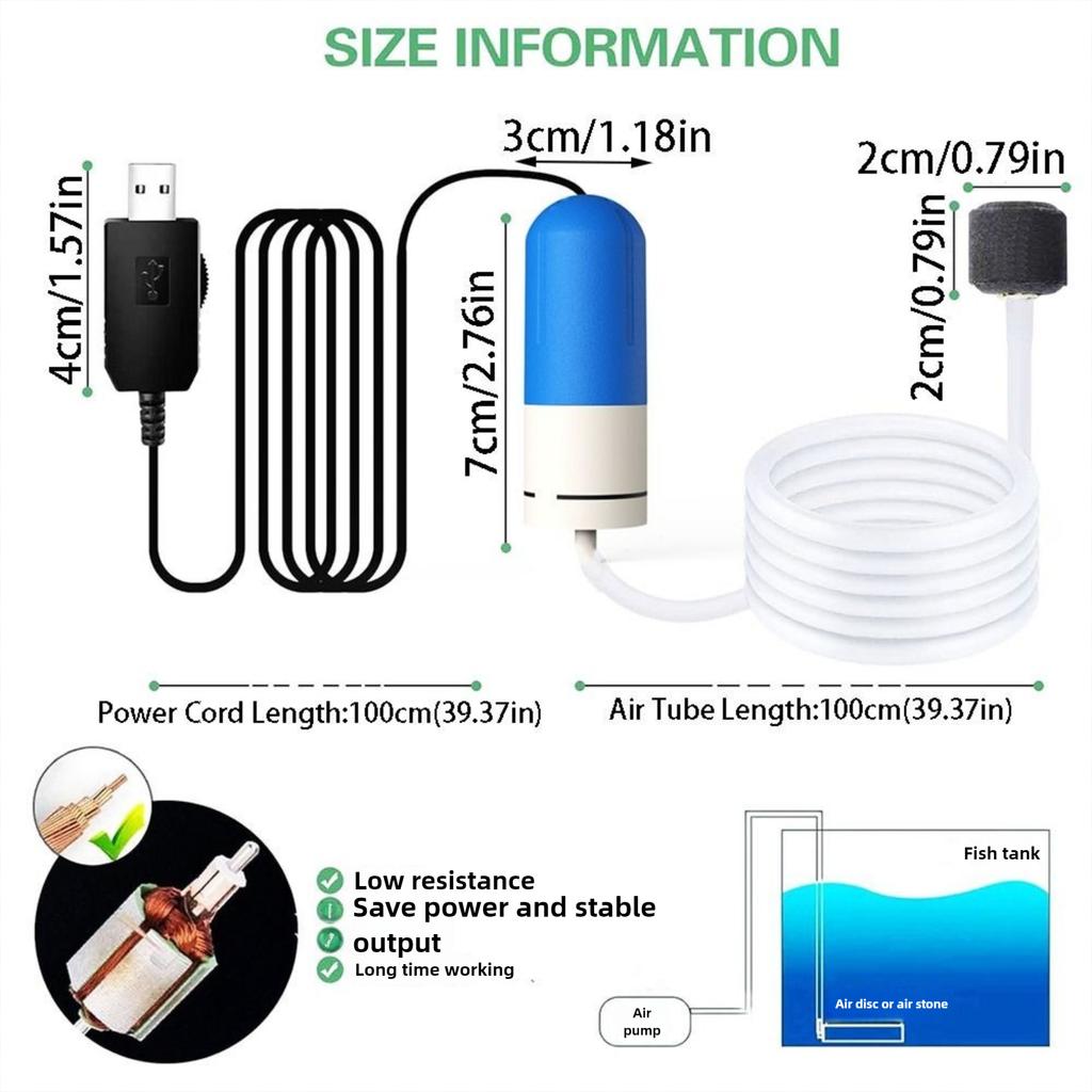 Verstellbare Geschwindigkeit Aquarium Sauerstoff Luftpumpe USB-Laden Ultra Leise Aquatisches Terrarium Filter Anti-Rutsch Tragbar Mini Sauerstoffpumpe