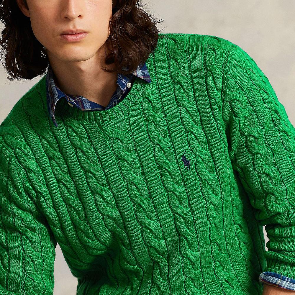 Polo Ralph Lauren Solid Logo Embroidered Crew Neck Knit Sweater Men Sweater Green 710918998-024