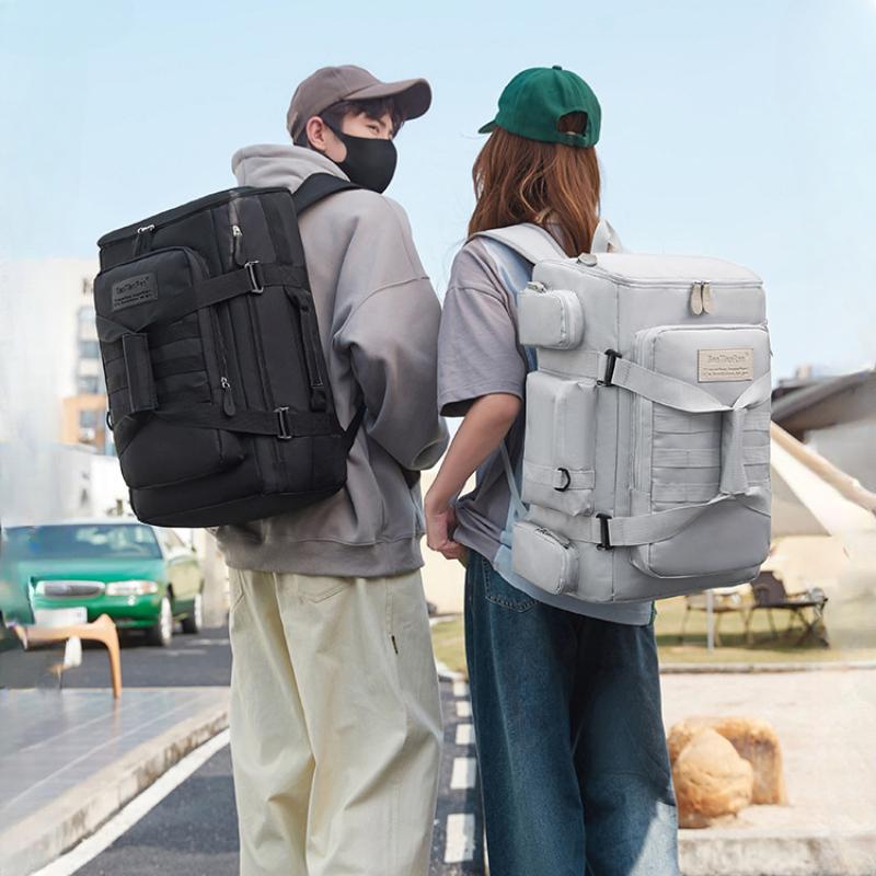 Trendy Waterproof Nylon Travel Backpack Long-distance Touring Business Trip Luggage Bag Detachable Handheld Strap College Student Computer Schoolbag
