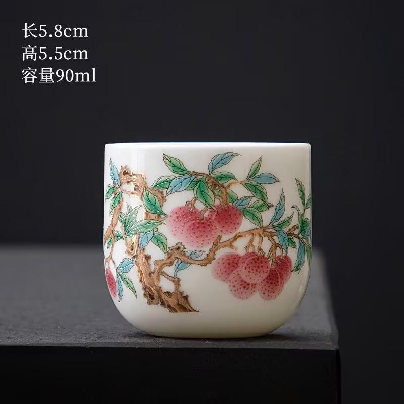 Suet Jade Teacup Ceramic Kung Fu Small Teacup Single Cup Master Cup Tea Set Tea Cup Set Tea Bowl Tea High White Porcelain