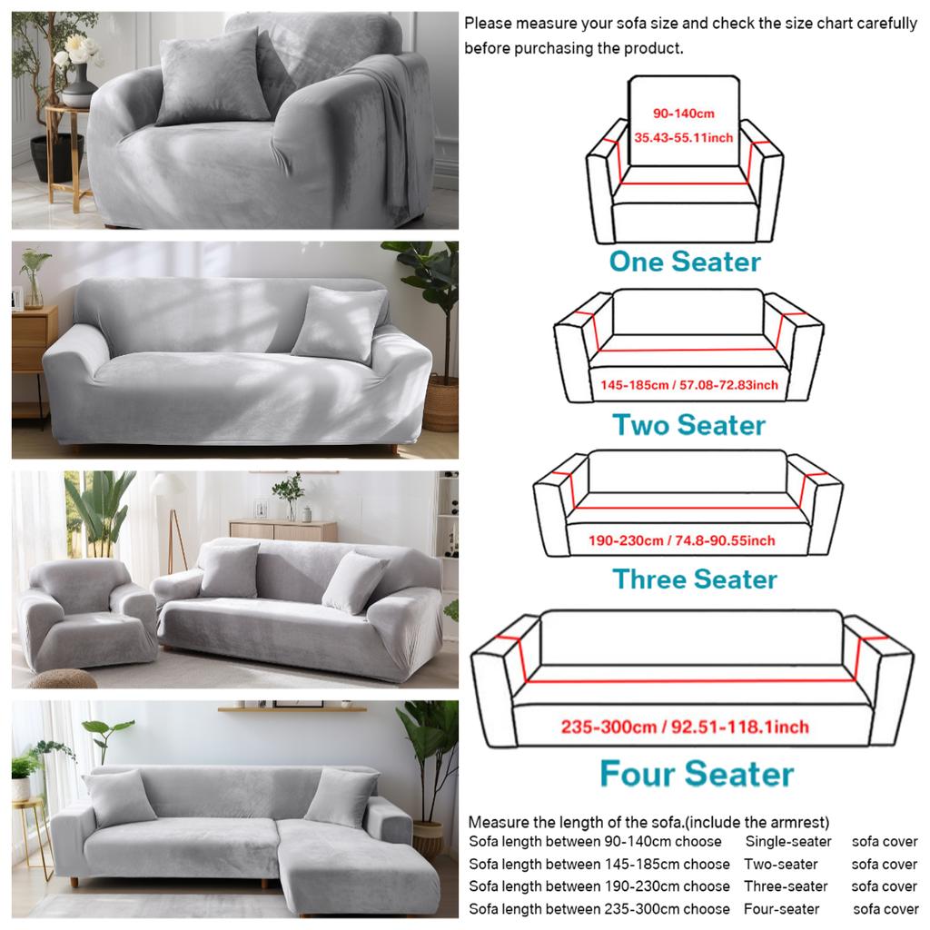Stretch Velvet Sofa Covers for 1/2/3/4 Seater Couch Covers Thick Soft Plush Sofa Slipcover for Living Room Furniture Protector
