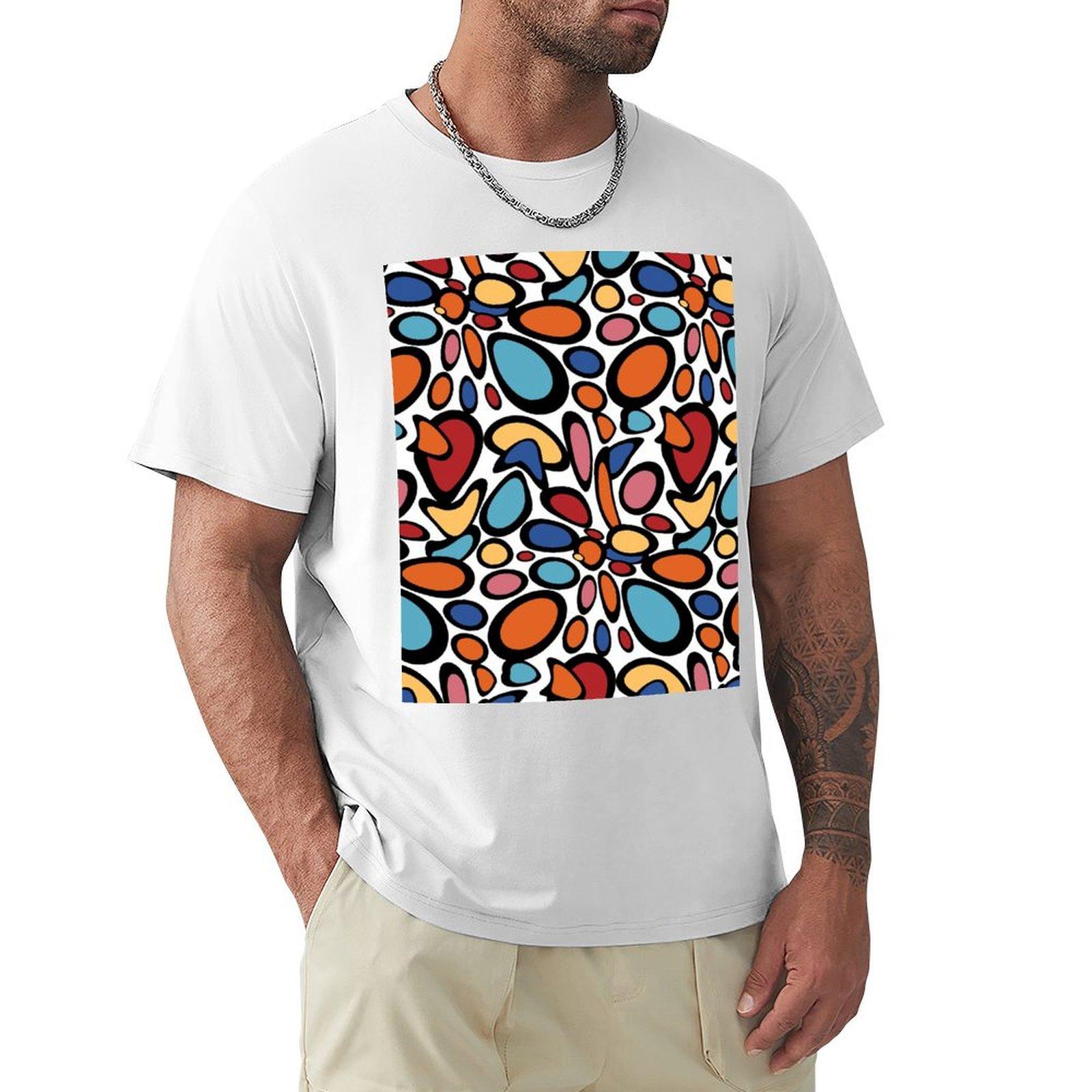 Colorful Mid Century Modern Circle Blobs TShirt plus size tops custom shirt street wear Tshirts for men cotton S
