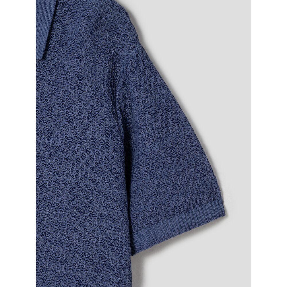 SHIFT.G Paper Yarn Texture Polo Blue