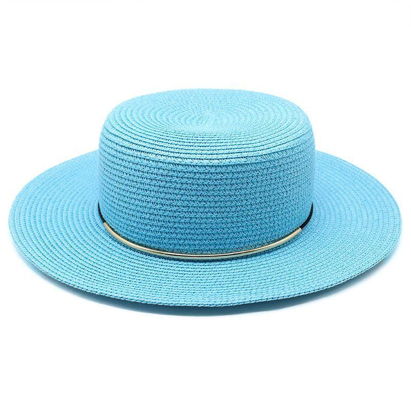 Small Fresh Green Wide Brim Flat Top Top Hat Women's Spring Summer French Sun Beach Sun Hat Color