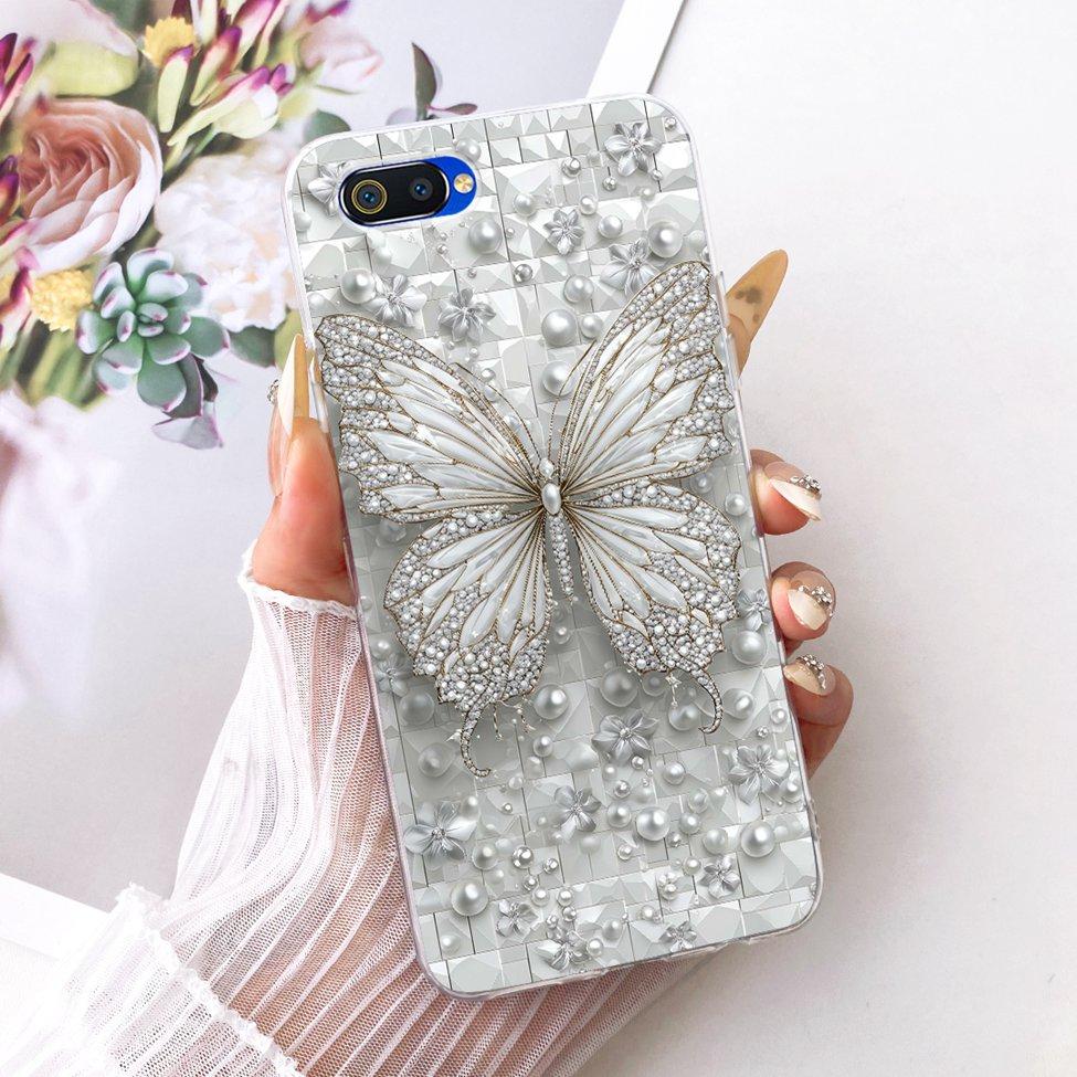Transparent For Realme C2 Case Cover Cute Fashion Butterfly Funny Painted Casing For Realme RMX1941 RMX1945 RMX1943