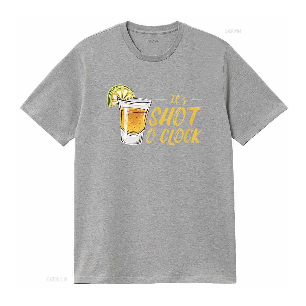 Es ist Shot O Clock Alkohol Tequila Limette Party Herren T-Shirt Weiß vintage Gewaschen Grafik Atmungsaktiv Lässig Stilvoll Vielseitig
