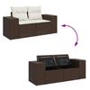 6 Piece Brown Poly Rattan Garden Sofa Set with Cushions