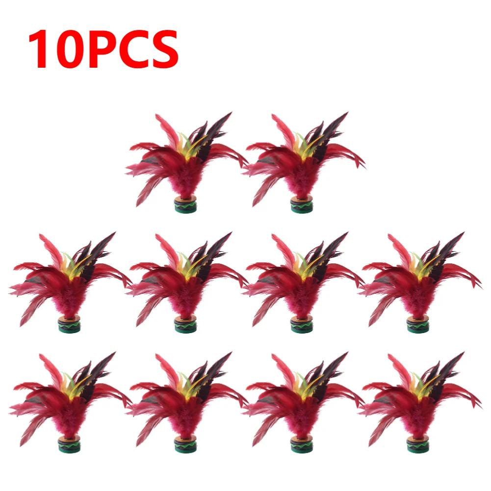 

10-30 шт. Волан из куриных перьев 20 см ручной работы для удара ногой, маховик, перьевой волан, износостойкий для фитнеса и развлечений