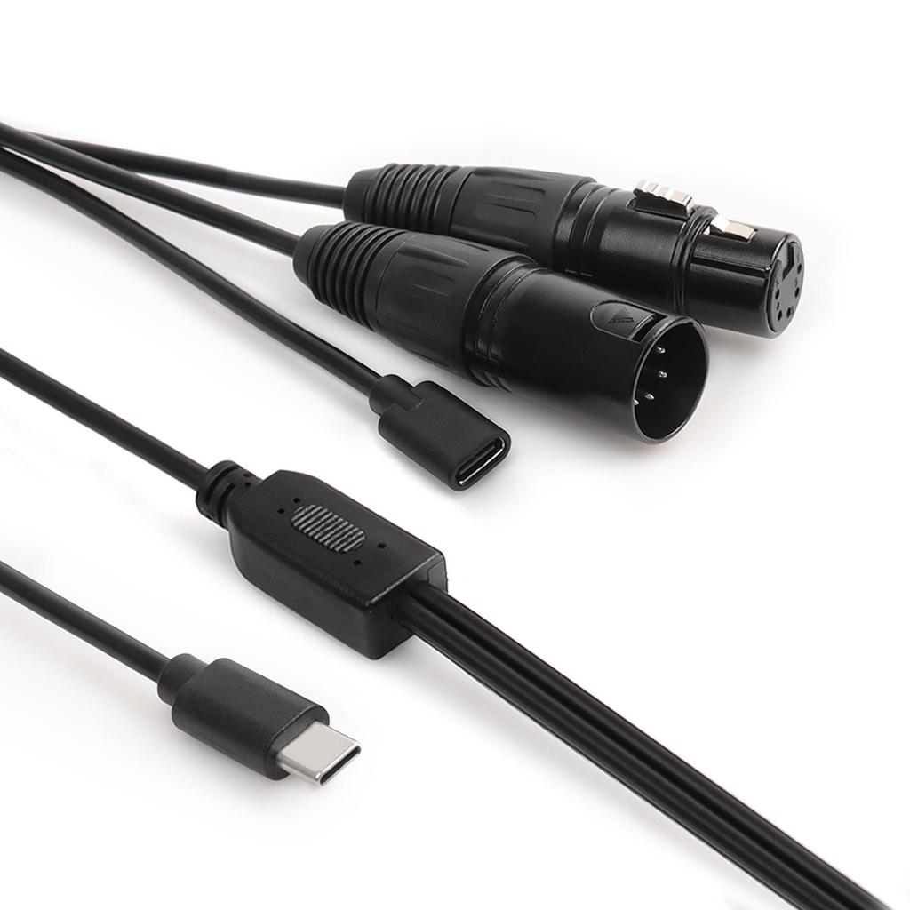 Type-C Male to Female & 5-Pin XLR Audio Cable Set