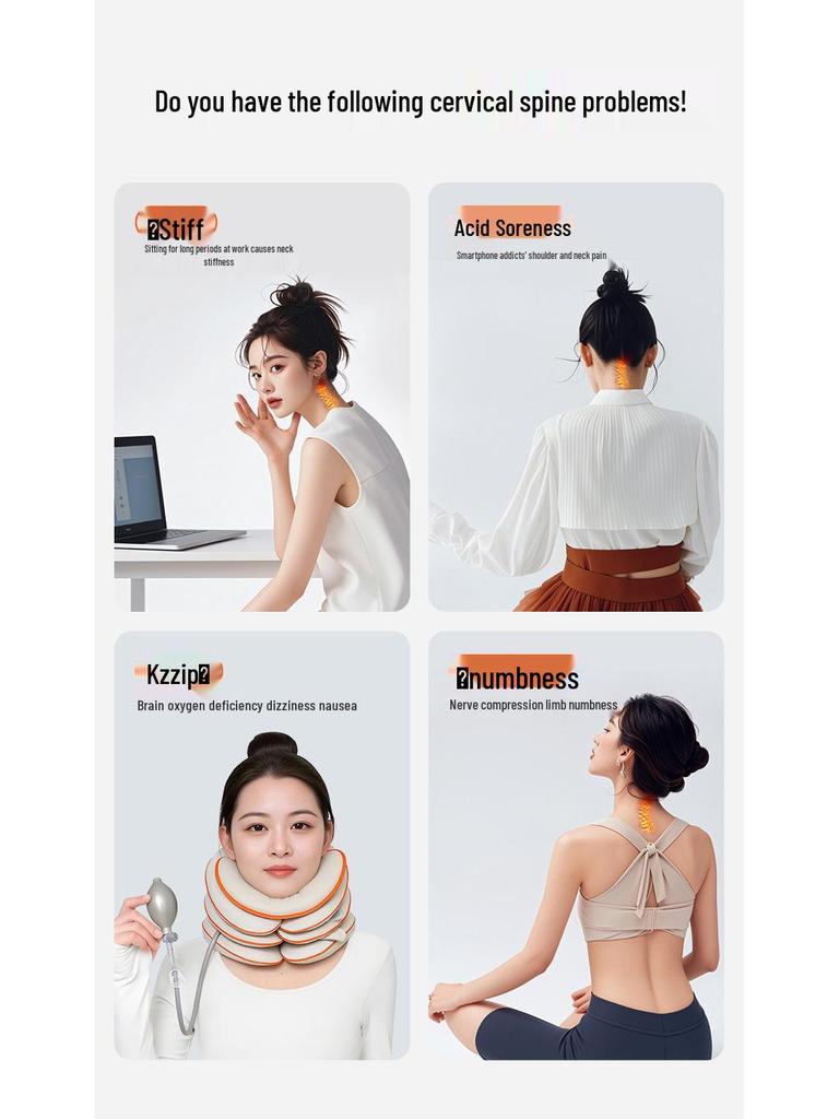 Inflatable Neck Brace Cervical Traction Device - Home Use Correction and Support Collar