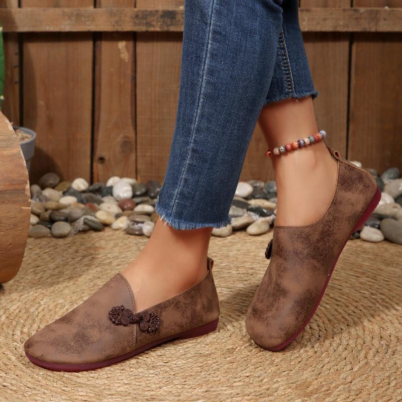 2026  Women's Shoes Flats Casual Sneakers Luxury High Quality Barefoot Women on Offer Slip-on Loafers Low Heel  Round Toe Retro