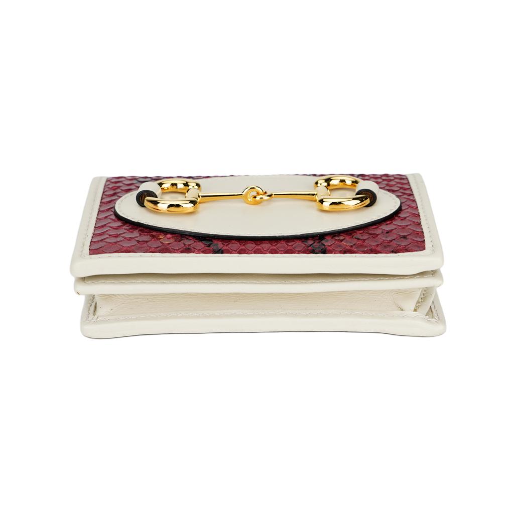 Gucci Horsebit 1955 Vintage Gold Buckle Python Leather Wallet Women wallet Deep-Red White 621887-LU3SC-6191