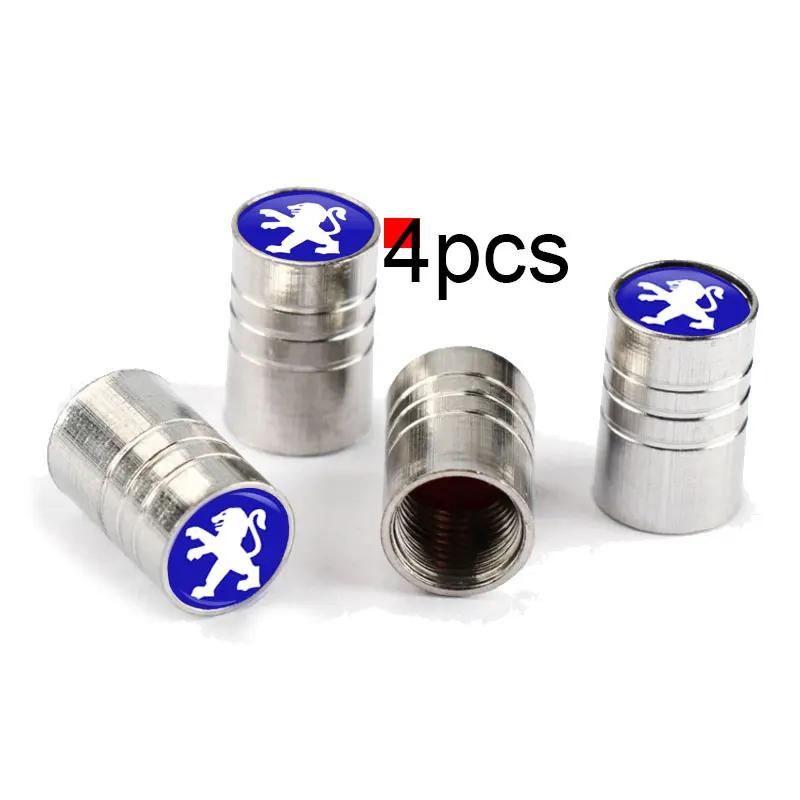 

2026 Hot Car Sticker 4pcs of Cars-shaped Modeling Round Metal alloy Tire Valves For Peugeot 308 408 508 RCZ 208 3008 2008 206 20 серебряный