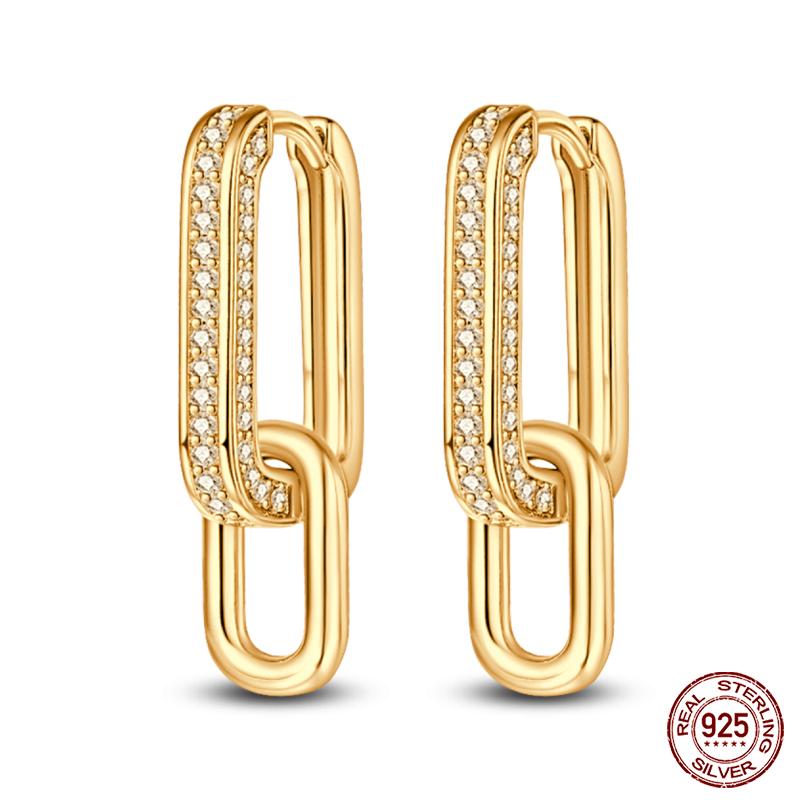 100% 925 Sterling Silver Rose Gold Heart Geometric Pave CZ Hoop Earrings For Women Wedding Engagement Birthday Jewelry Gift 2023