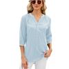 Spring Summer Women's Solid Color V Neck Loose Half Sleeve Casual Top