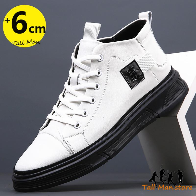 Martin Men Boots Elevator Shoes Insole 6Cm Man Leather Motorcycle Winter Fashion Black