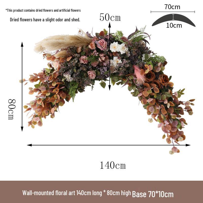 Retro Brown Floral Silk Flower Wall Hanging for Weddings and Events