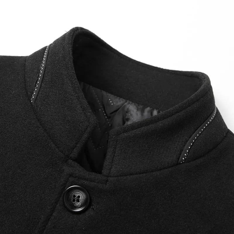 Wool Blend Coat Men Winter Fashion Wild Overcoat Male Thicken Keep Warm Jackets Trench Outerwear Wool Coat Stand Collar