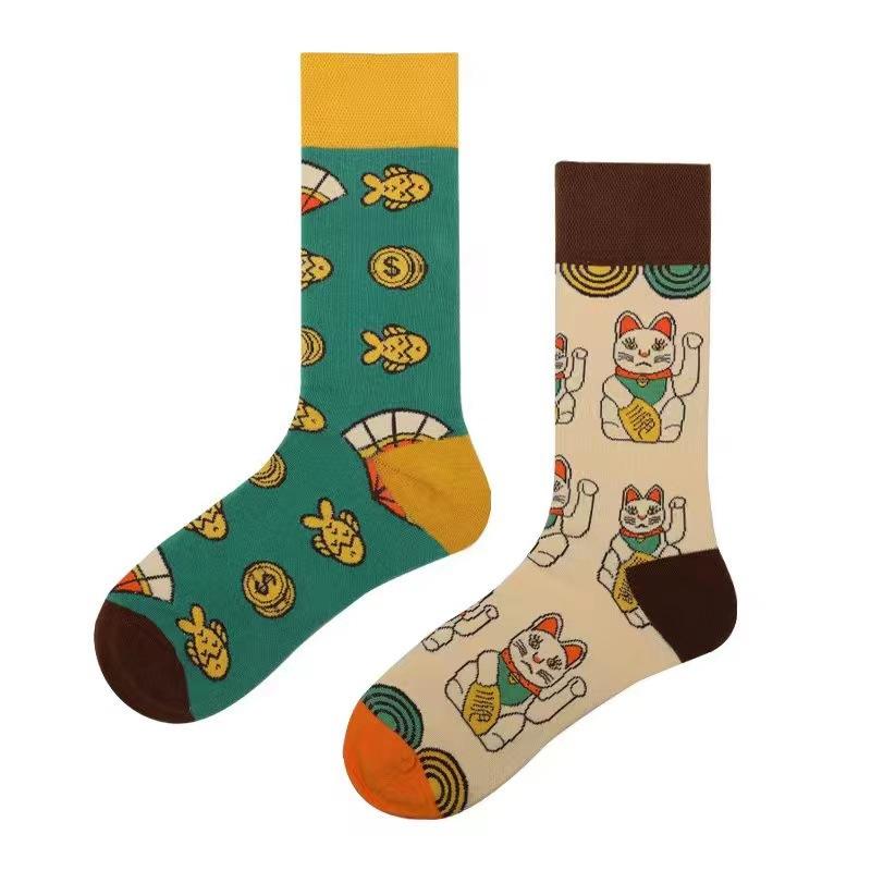 Mandarin Duck Men's and Women's Socks Original AB Trendy Socks Medium High Tube Socks Flower Fruit Animal Cartoon Cotton Socks