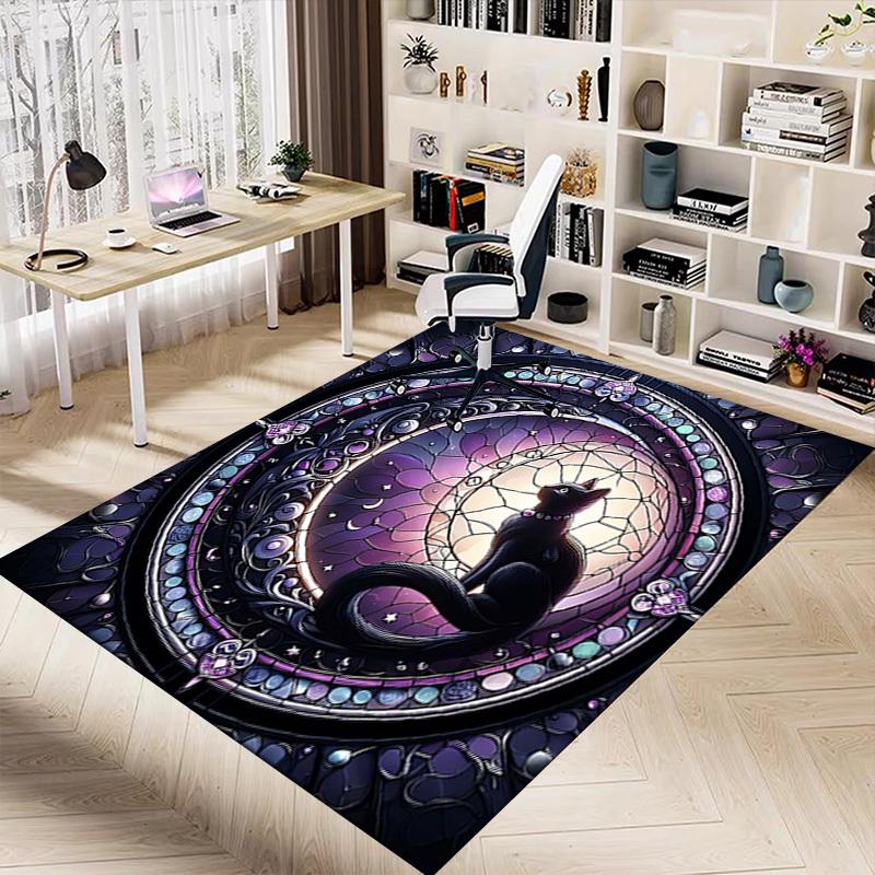 1PC Stained Glass Cat Extra Large Non Slip Floor carpet, Office, family, Studio Large Area Rug Indoor Rugs, Bold Statement Piece