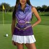 Camiseta Polo de Golf sin Mangas para Mujer con Cuello con Cremallera Estampado Floral Camiseta sin Mangas Deportiva para Deportes y Actividades al Aire Libre