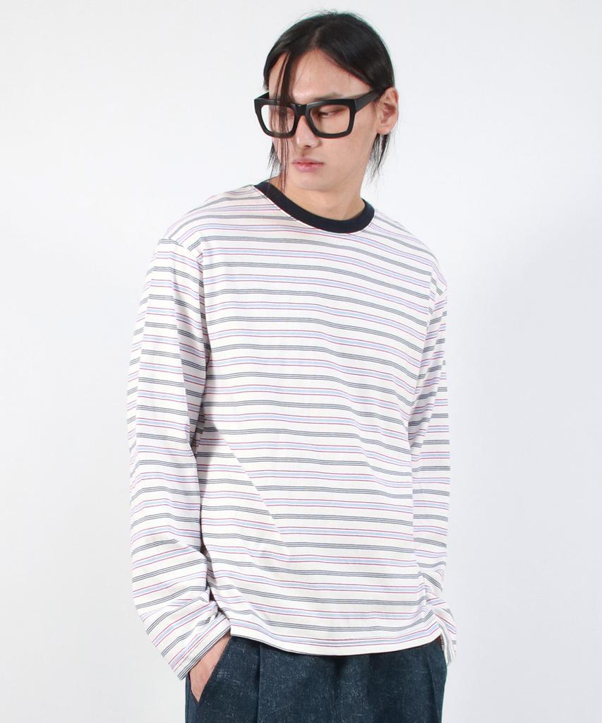 Deumakeu M Multi Stripe Long Sleeve Tee - White