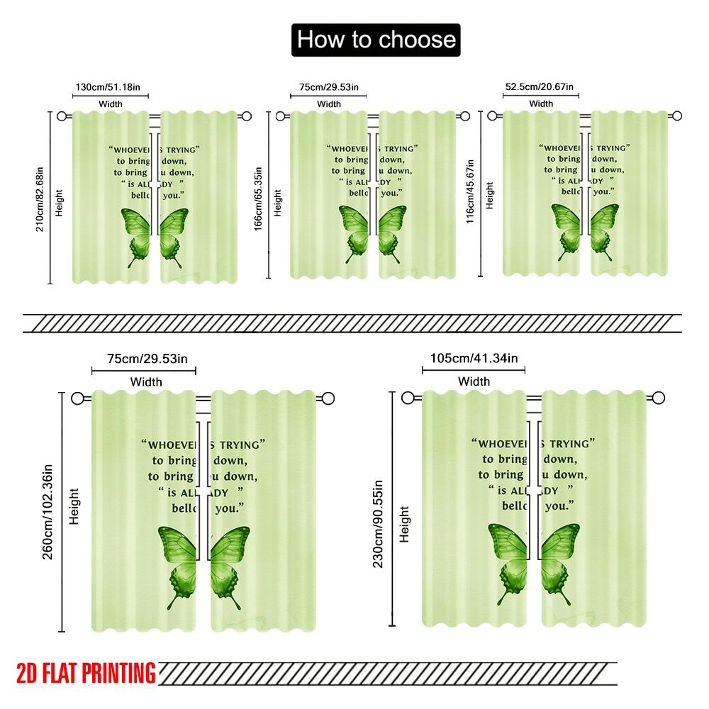 2pcs 2D Flat Printing Party Curtain Positive Butterfly Polyester Without Electricity Holiday Decorations for Multipurpose Event