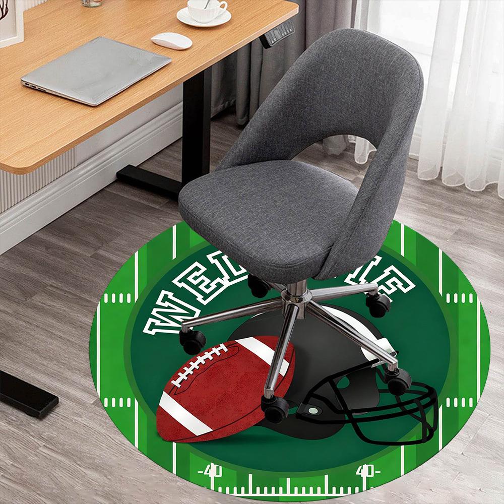 1pc Football Round Chair mat office Area Rug - Non-Slip, Floor Mat for Office, Bedroom, Ideal home decor gift c0112018