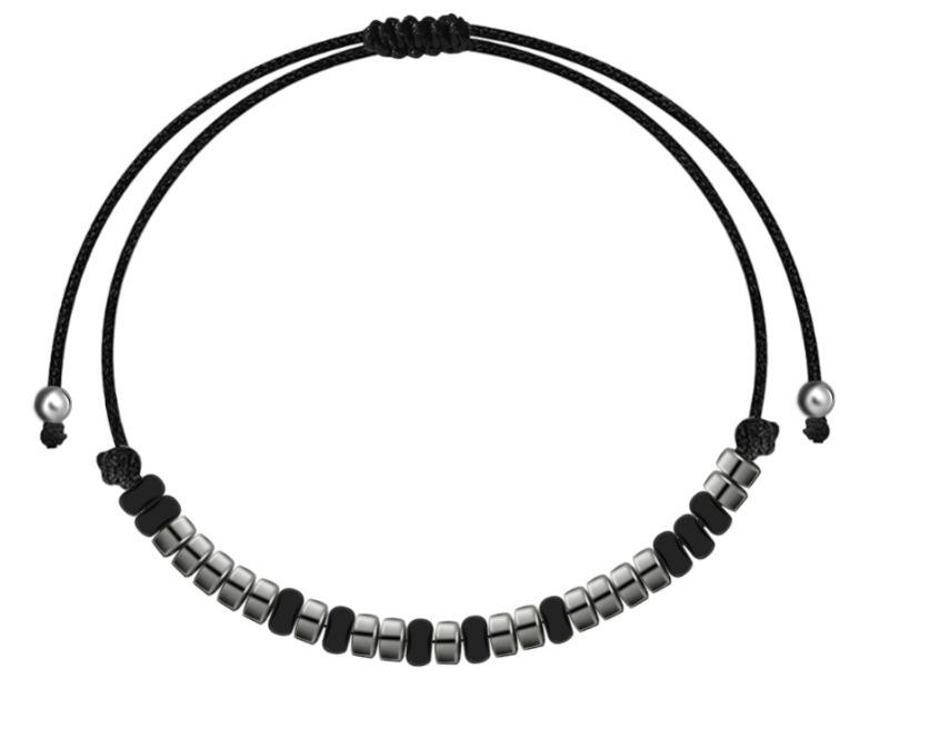 Tiger's Eye Morse Code Bracelet Unisex Black Iron Stone Separator Rope Weaving Obsidian Morse Code Bracelet