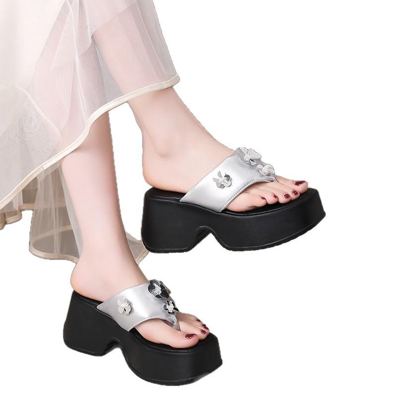 Papuci de vară pentru femei cu tălpi burete cu diamant de apă, papuci cu toc pană, pantofi cu talpă groasă și papuci cu inscripții