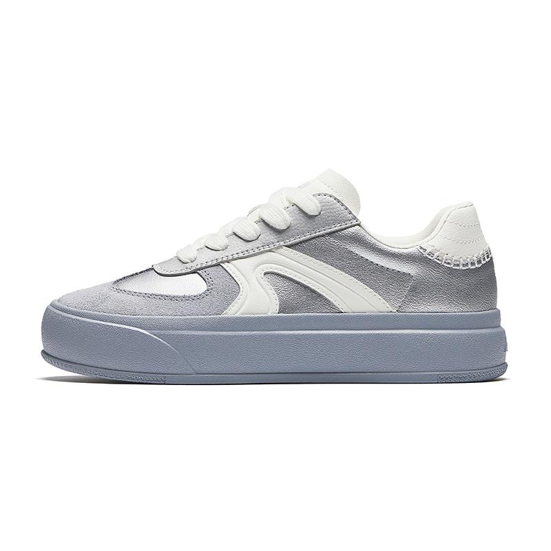 

Anta Life Series Simple Comfortable Slip Resistant Durable Low Top Skate Shoes Women Sneakers Silver White Gray 922448003-3 39