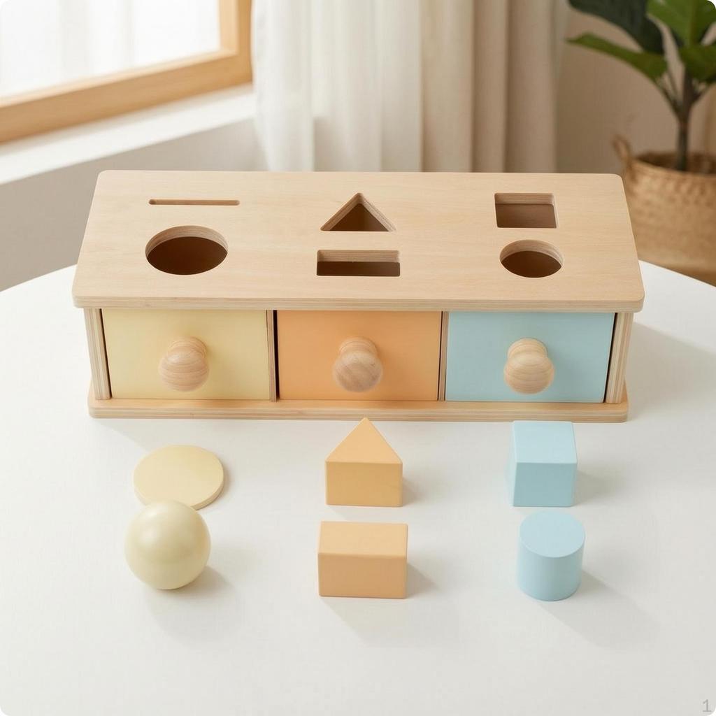 Entwicklungsspielzeug Feinmotorik Objektpermanenz-Box Holzformsortierer für Kleinkinder,