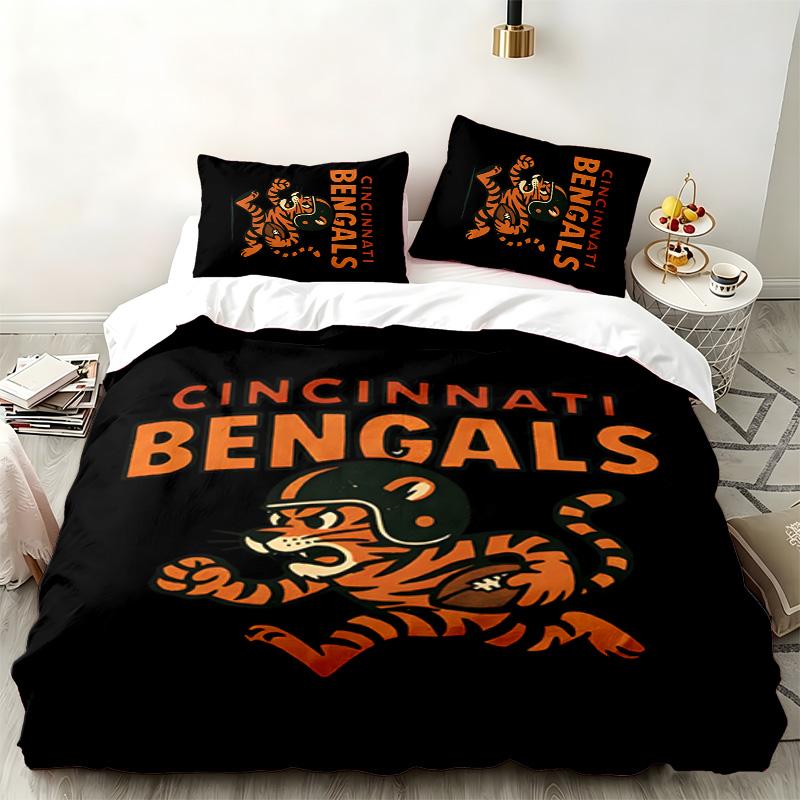 Set da 3 pezzi Cincinnati Bengals Perfetto per la camera da letto Set di biancheria da letto confortevole include una copripiumino e due federe Ideale come regalo di compleanno o di Natale