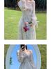 2025 Floral Chiffon Tea Dress: Sweet Long Sleeve French Princess Style