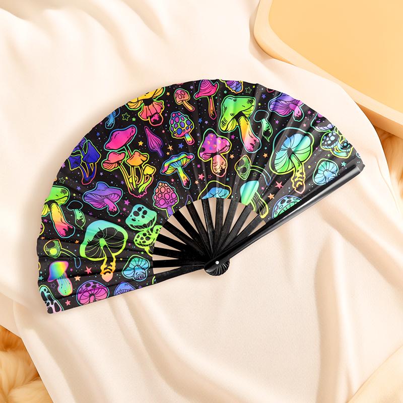 1pcs Colorful Foldable Rave Fan Japanese Large Reflective Handheld Fan Music Festival 33cm Gradient Folding Chinease