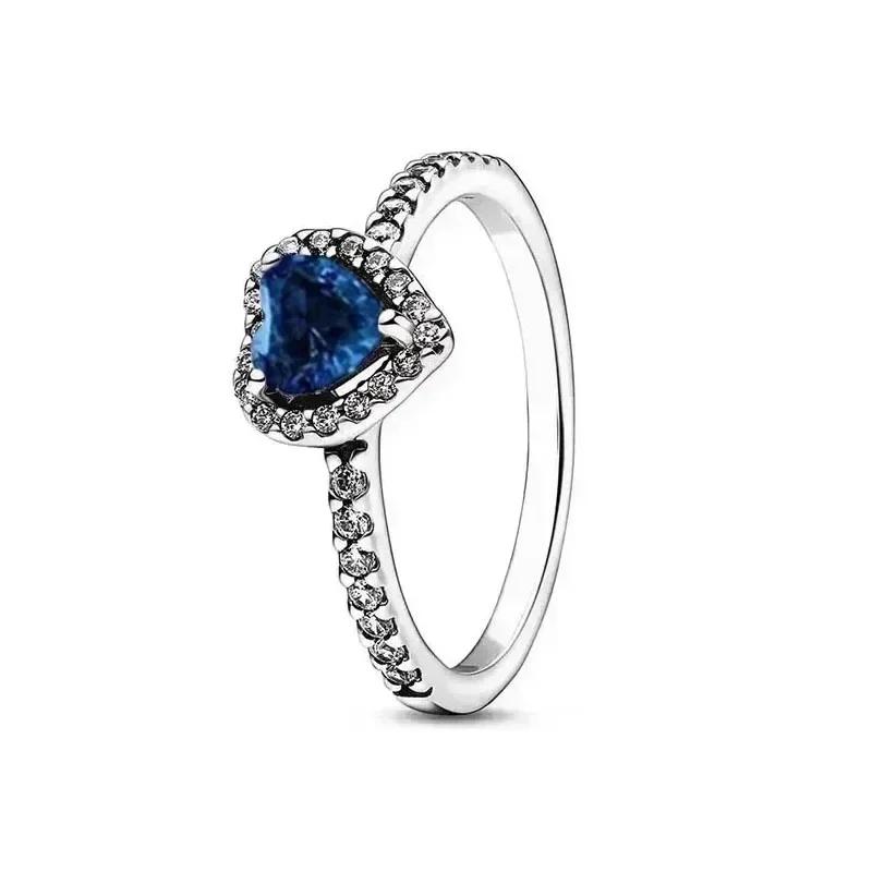 925 Silver Heart-shaped Circular Crown Ring, Sparkling Classic Zircon Couple Jewelry, Exquisite Gift