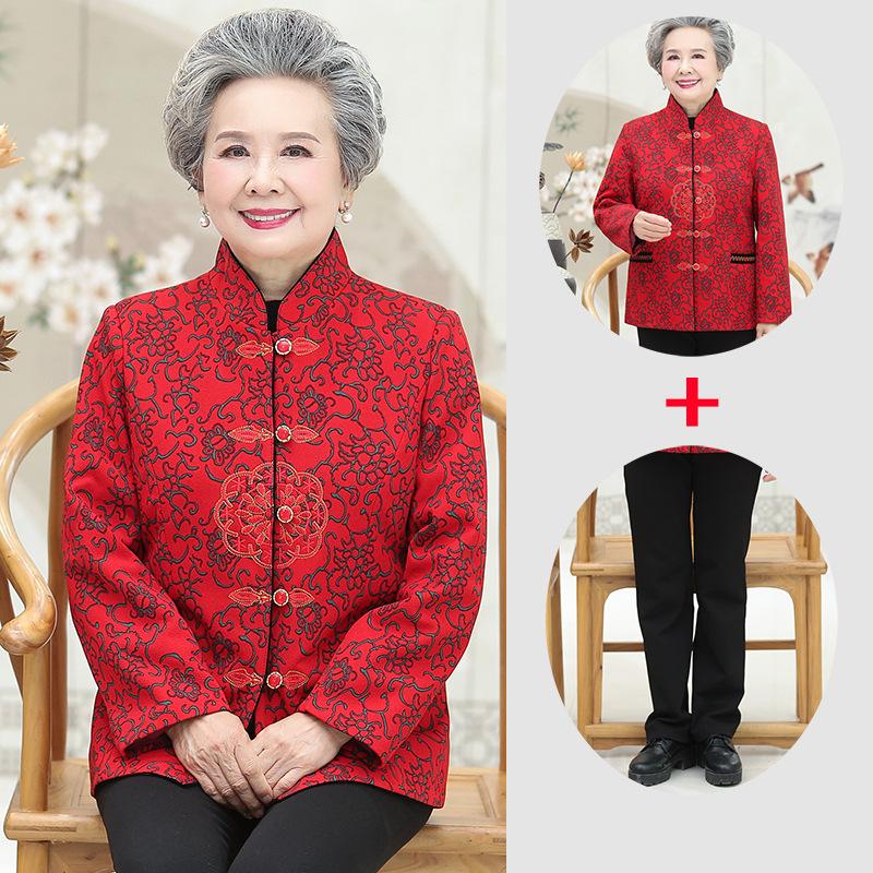 Spring women s coat clothes - 0 years old top old lady suit L (recommended 80-47.5 kg)