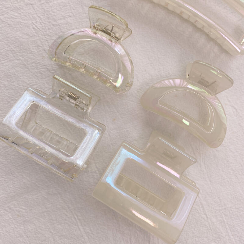 Aurora Translucent Holographic Hair Clip Big Square Transparent Hairpin 03 Aurora Long Angle